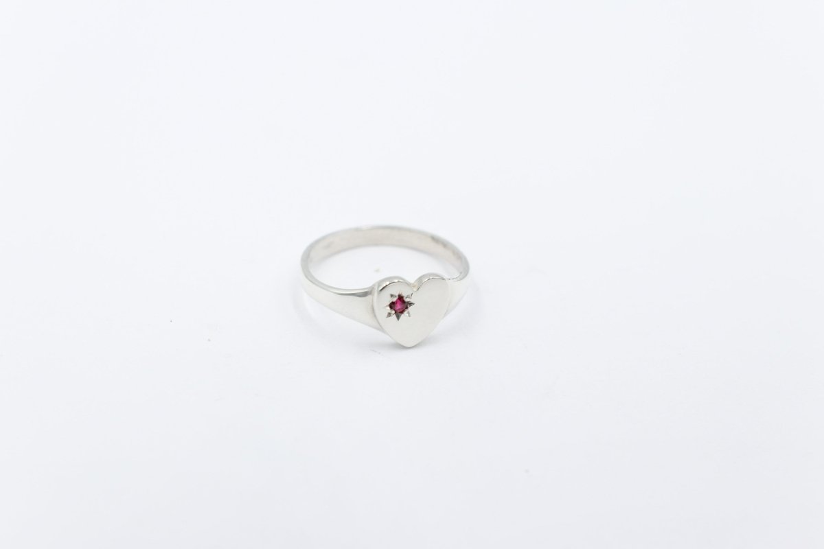 Stg Silver Girls Heart Signet Ring ALXSIG