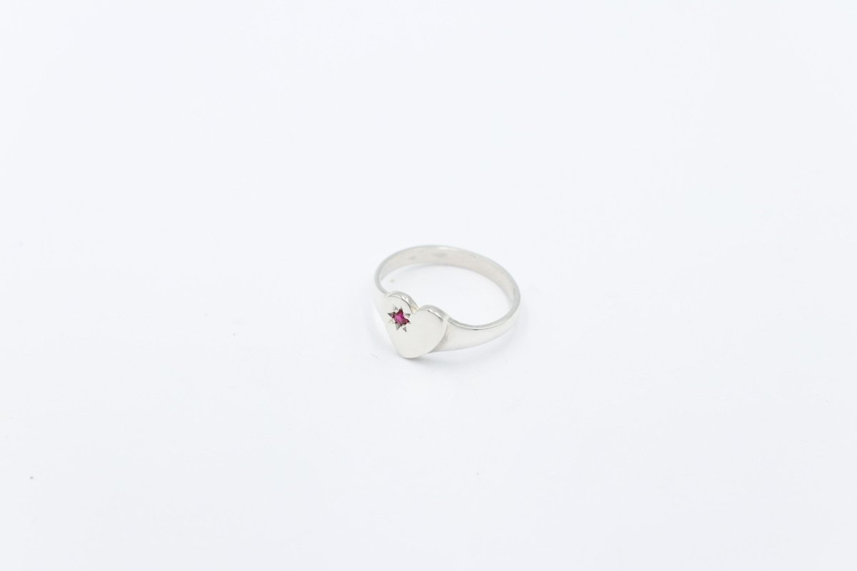 Stg Silver Girls Heart Signet Ring ALXSIG