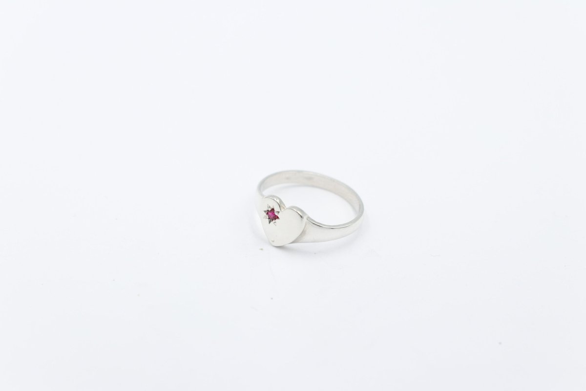 Stg Silver Girls Heart Signet Ring ALXSIG