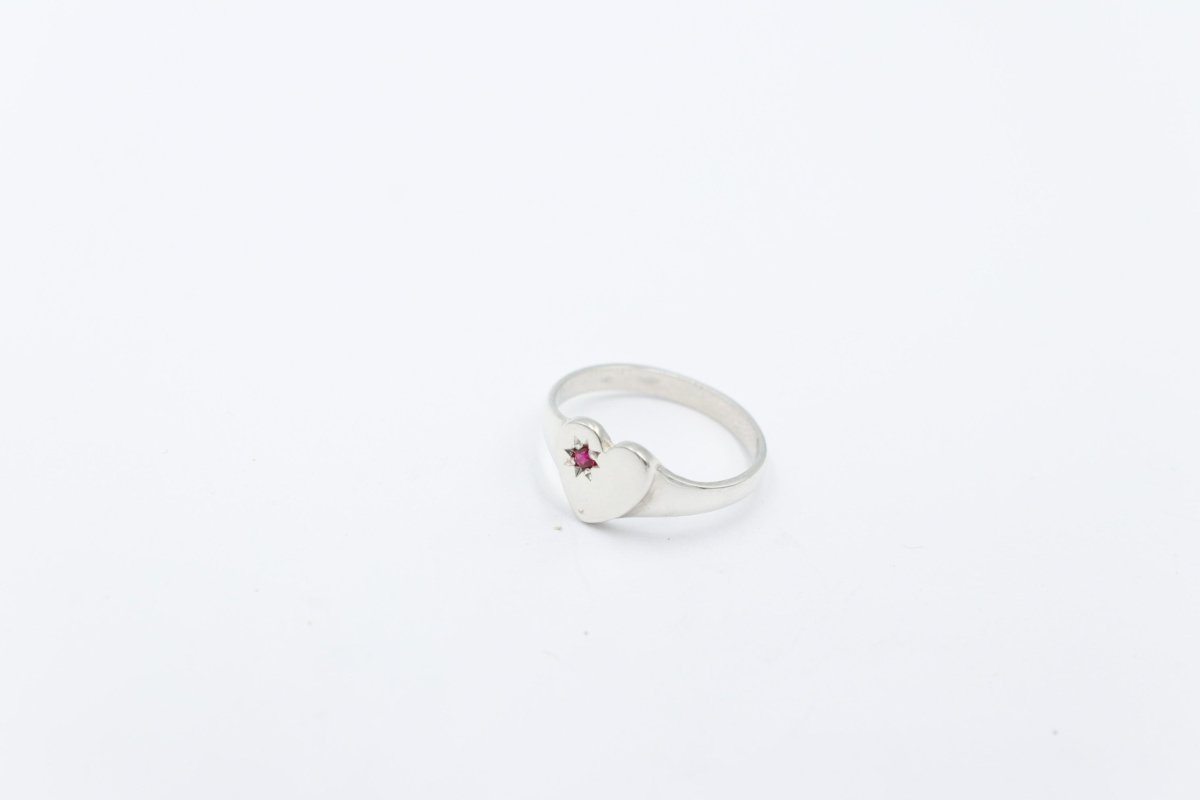 Stg Silver Girls Heart Signet Ring ALXSIG