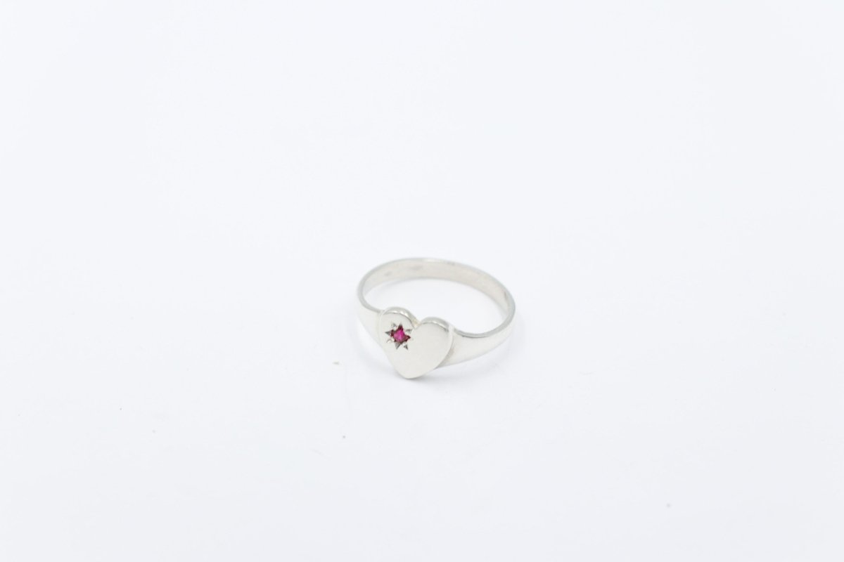 Stg Silver Girls Heart Signet Ring ALXSIG