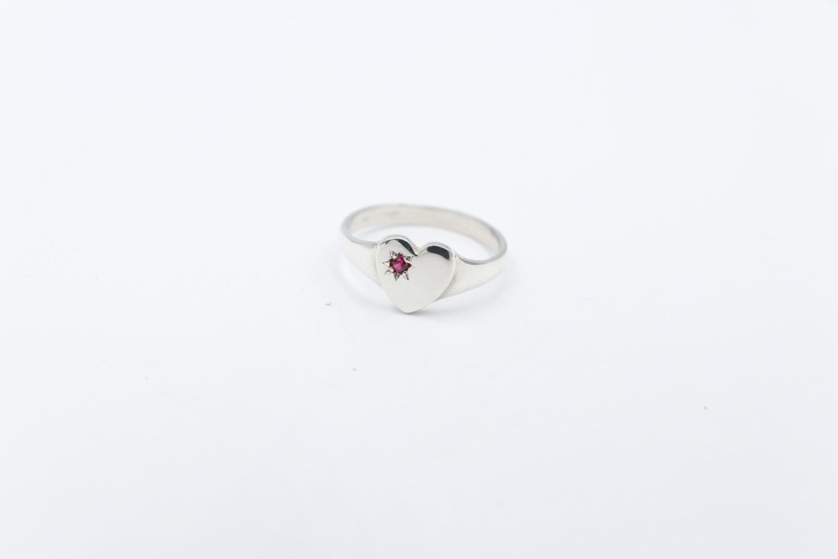Stg Silver Girls Heart Signet Ring ALXSIG