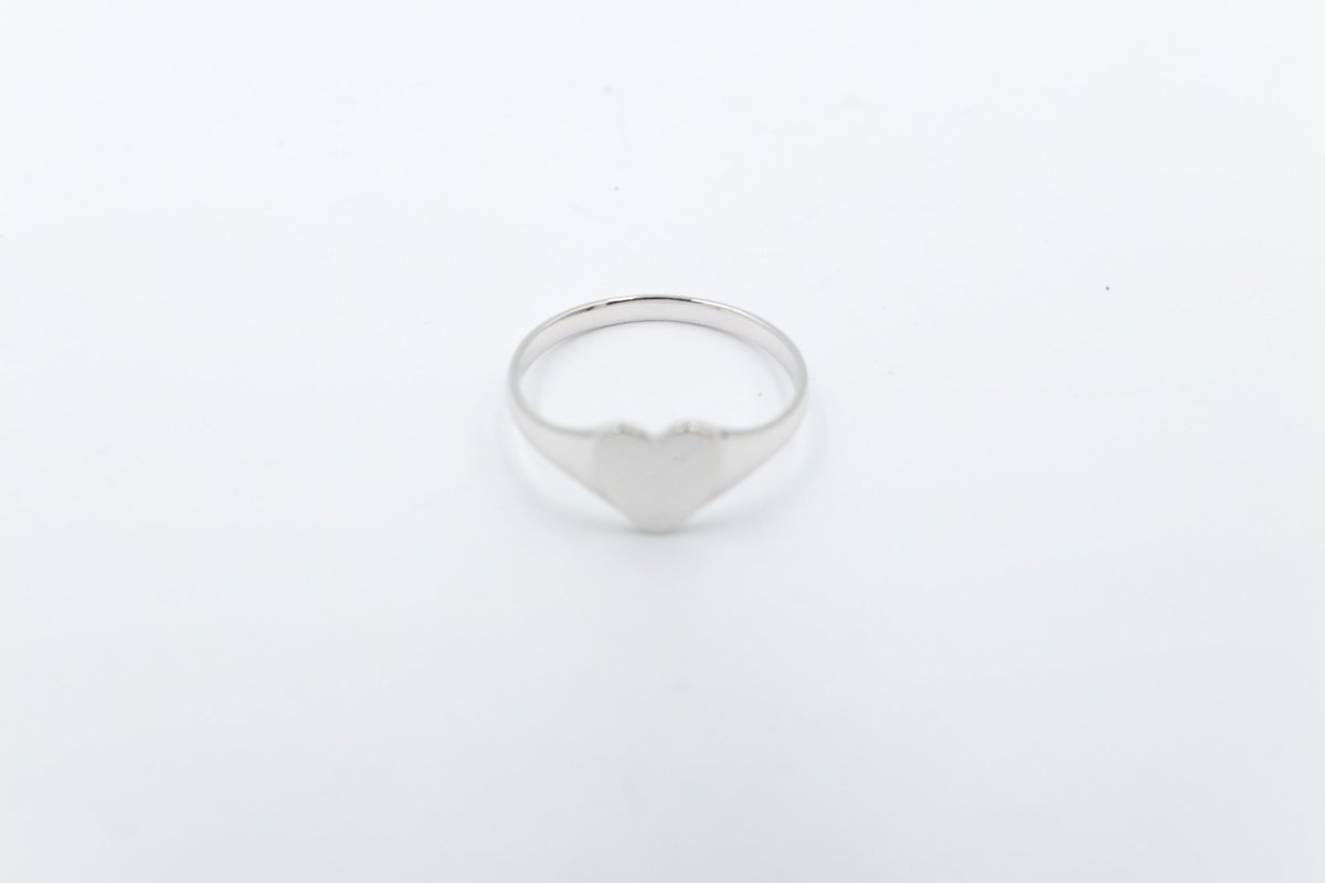 9ct White Gold Girls Signet Ring Plain