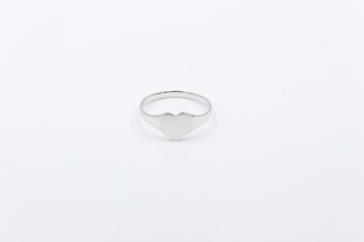 9ct White Gold Girls Signet Ring Plain
