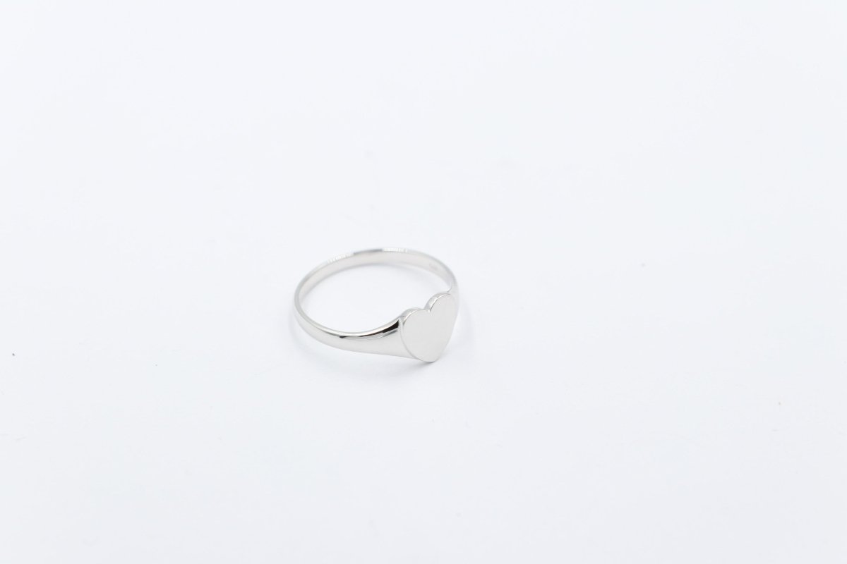9ct White Gold Girls Signet Ring Plain