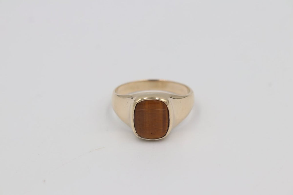 9ct Gold Tigers Eye set Mens Ring