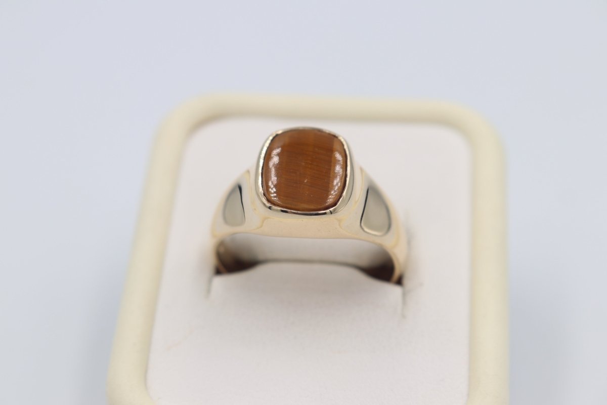 9ct Gold Tigers Eye set Mens Ring