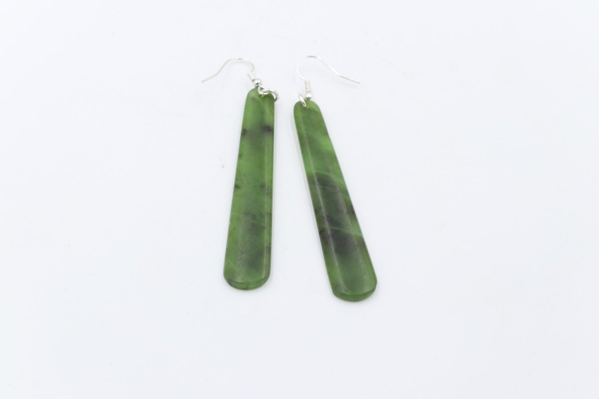 Stg Silver set New Zealand Greenstone Drop Earrings