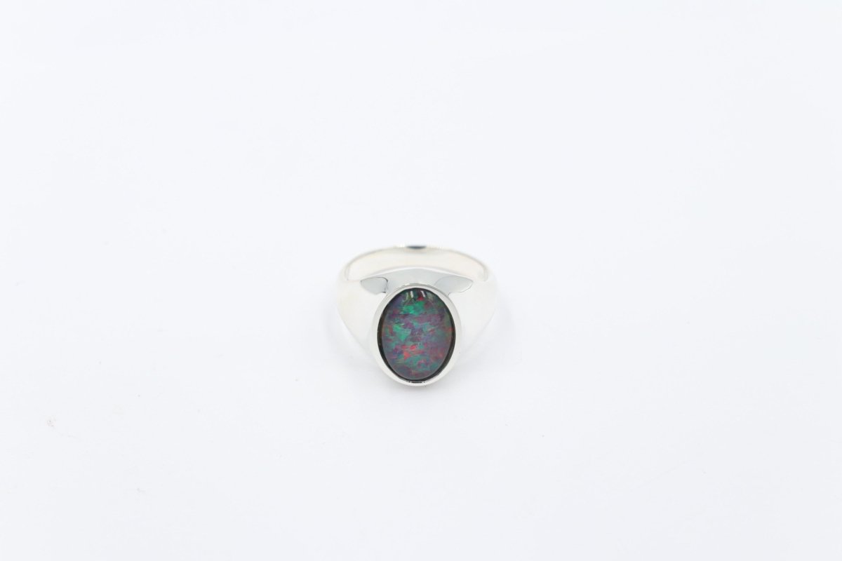 Stg SIlver Mens Opal Ring