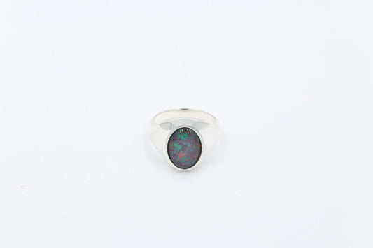 Stg SIlver Mens Opal Ring