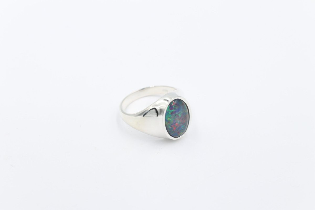 Stg SIlver Mens Opal Ring