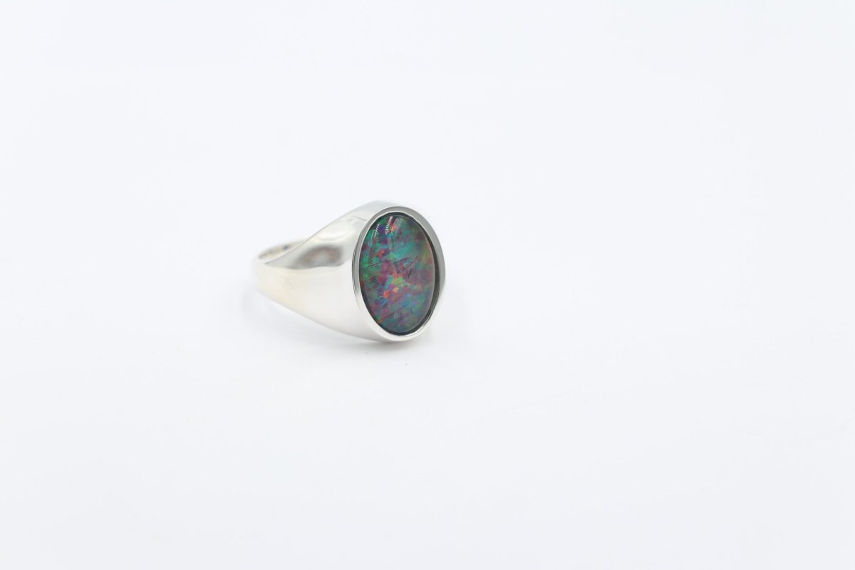 Stg SIlver Mens Opal Ring