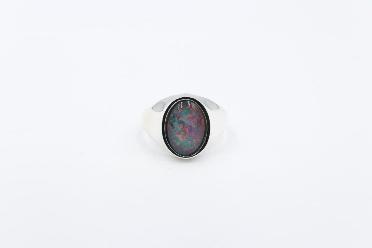 Stg SIlver Mens Opal Ring