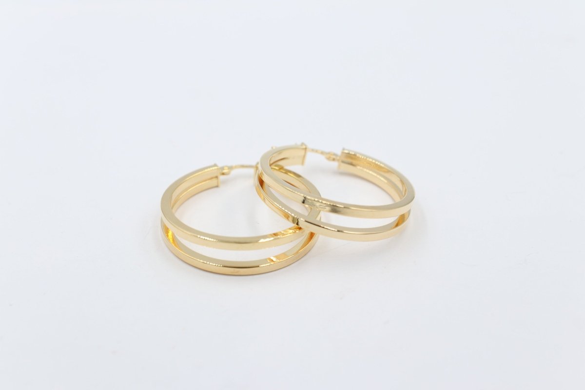 9ct Gold Double Square Profile  GE054