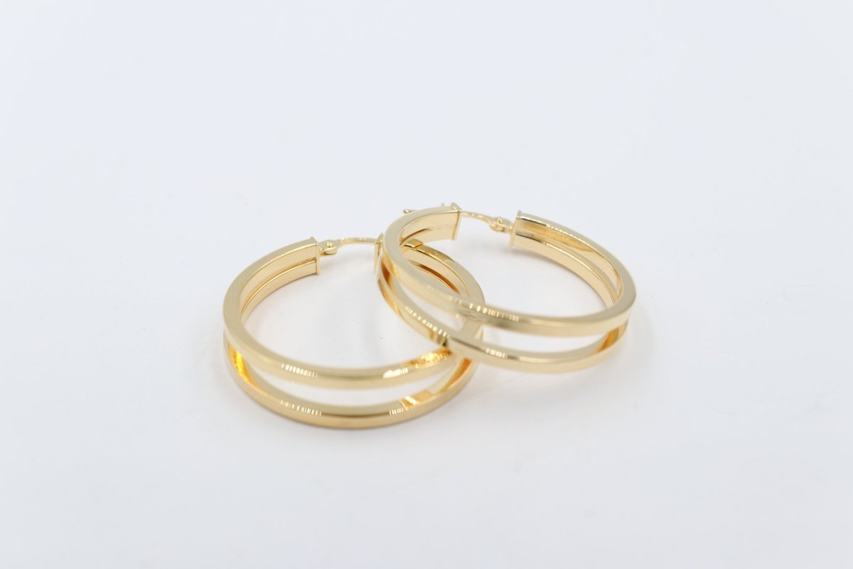 9ct Gold Double Square Profile  GE054