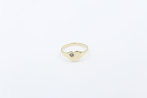9ct Gold Girls Signet Ring with Created Alexandrite