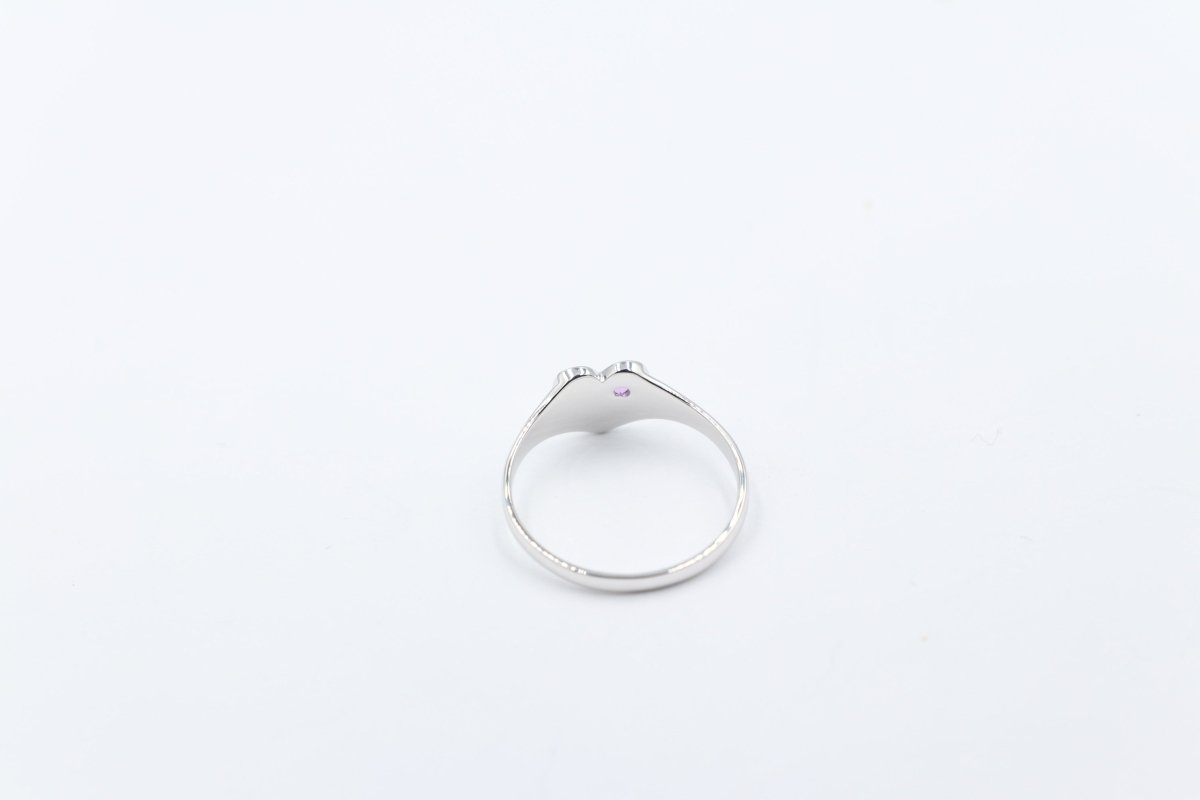 9ct White Gold Girls Signet Ring with Amethyst
