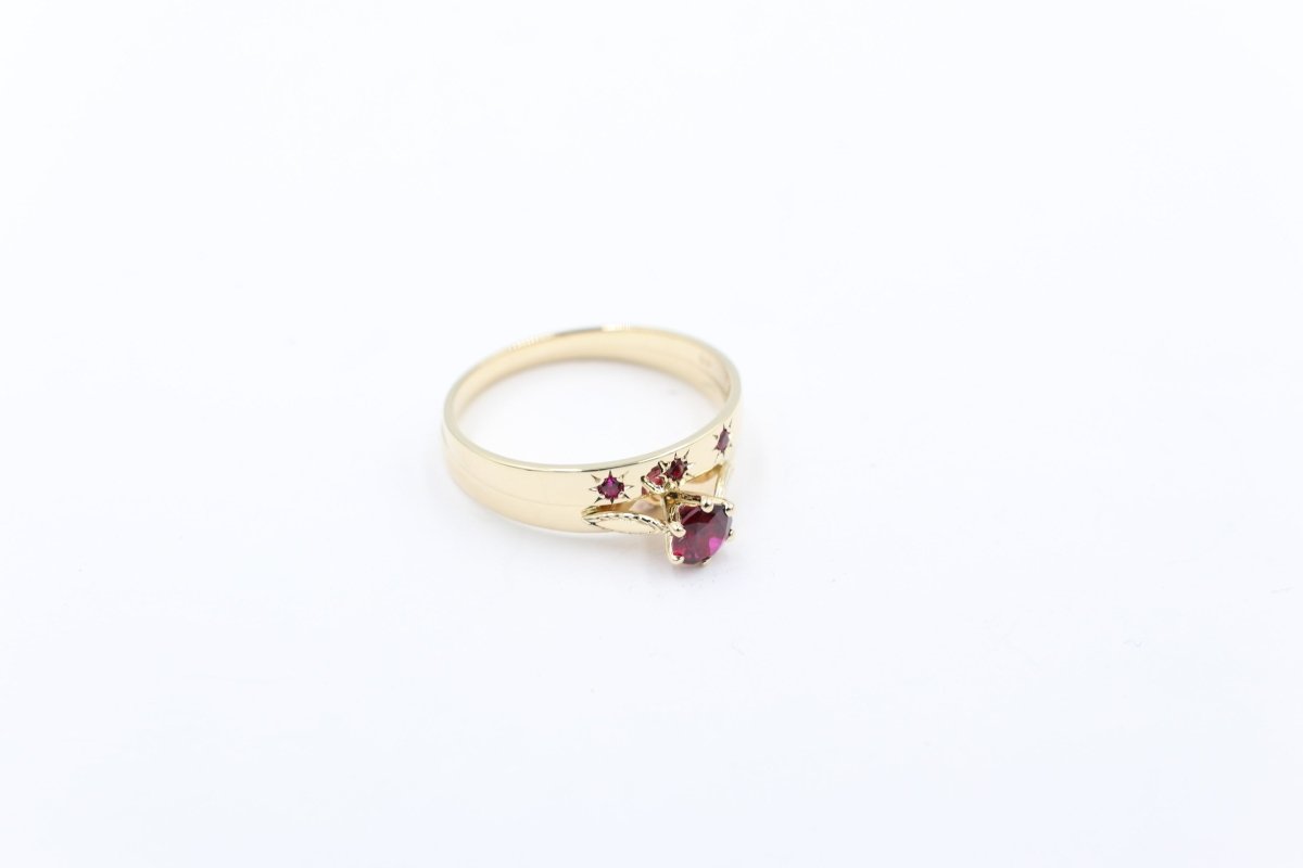 9ct Solid Gold Red CZ Dress ring Set