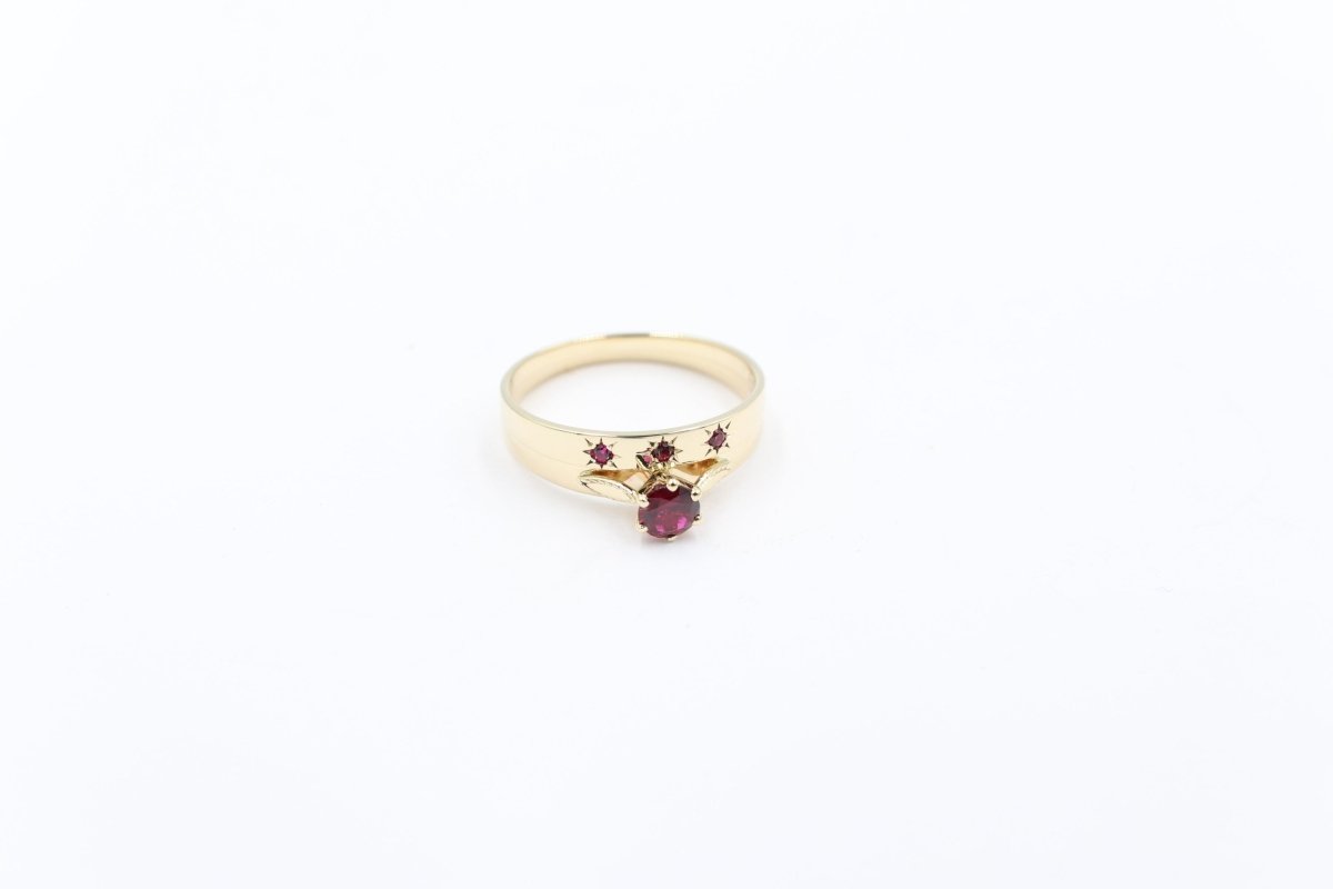 9ct Solid Gold Red CZ Dress ring Set