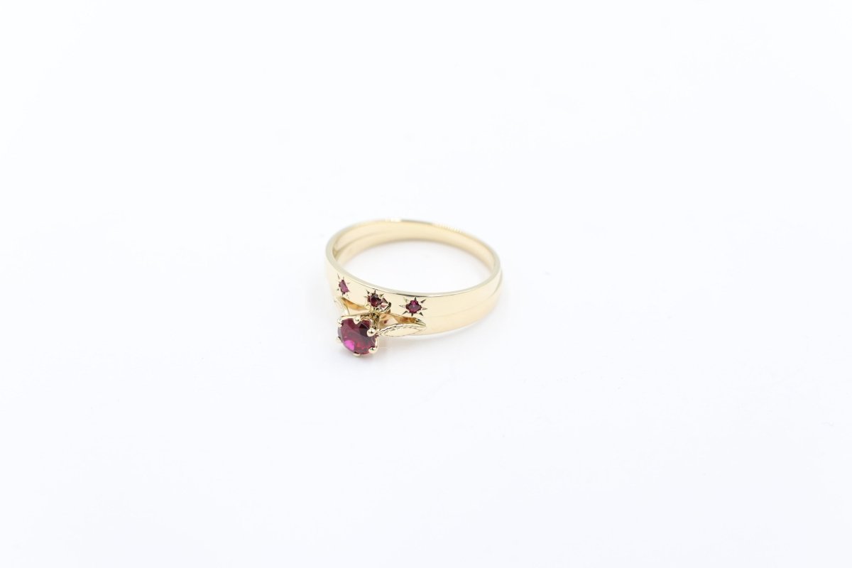 9ct Solid Gold Red CZ Dress ring Set