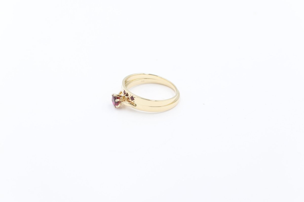 9ct Solid Gold Red CZ Dress ring Set