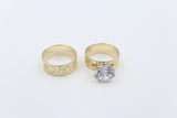9ct Gold Ladies 2 Piece Set Ring  8.5mm wide bands