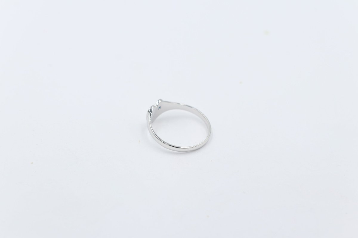9ct White Gold Girls Signet Ring with Aquamarine