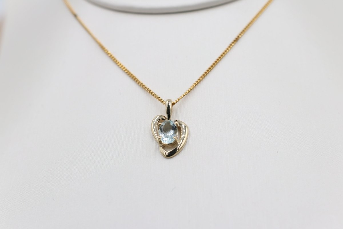 9ct Gold Genuine Aquamarine Pendent