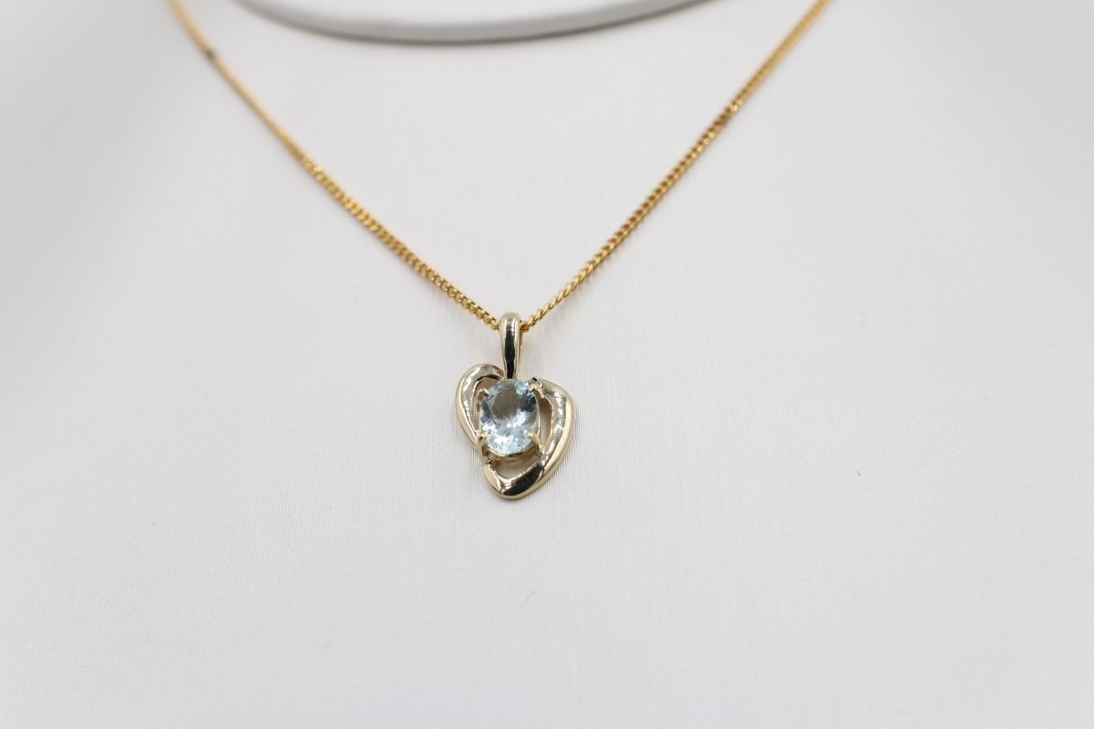 9ct Gold Genuine Aquamarine Pendent