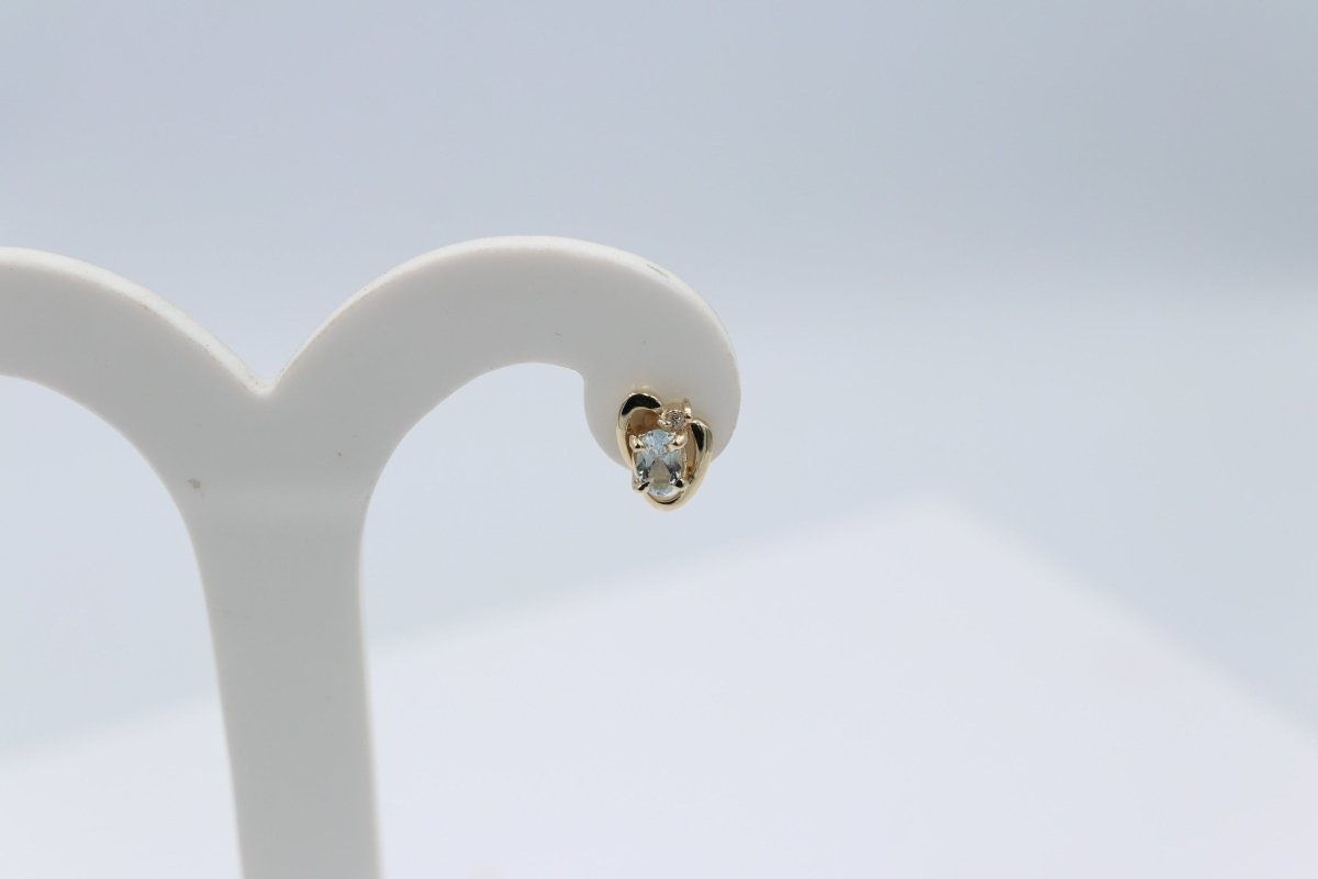 9ct Gold set Genuine Aquamarine Earrings