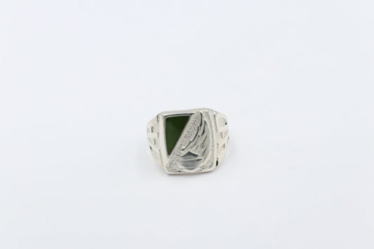Stg Silver Ring with Greenstone 14ALXG