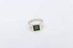 Stg Silver Mens Greenstone set Ring