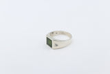 Stg Silver Mens Greenstone set Ring