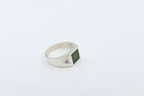 Stg Silver Mens Greenstone set Ring