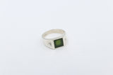 Stg Silver Mens Greenstone set Ring