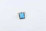 Stg Silver Mens Sub Blue Stone set Ring