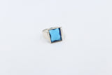 Stg Silver Mens Sub Blue Stone set Ring