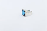 Stg Silver Mens Sub Blue Stone set Ring