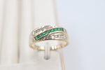 9ct Gold Genuine Emerald & Diamond ring
