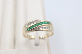9ct Gold Genuine Emerald & Diamond ring