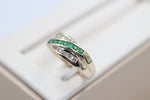9ct Gold Genuine Emerald & Diamond ring