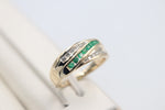 9ct Gold Genuine Emerald & Diamond ring