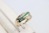 9ct Gold Genuine Emerald & Diamond ring