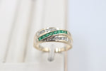 9ct Gold Genuine Emerald & Diamond ring