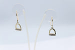 9ct Gold Stirrup Iron Drop Diamond set Earrings