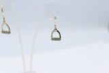 9ct Gold Stirrup Iron Drop Diamond set Earrings