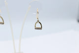 9ct Gold Stirrup Iron Drop Diamond set Earrings