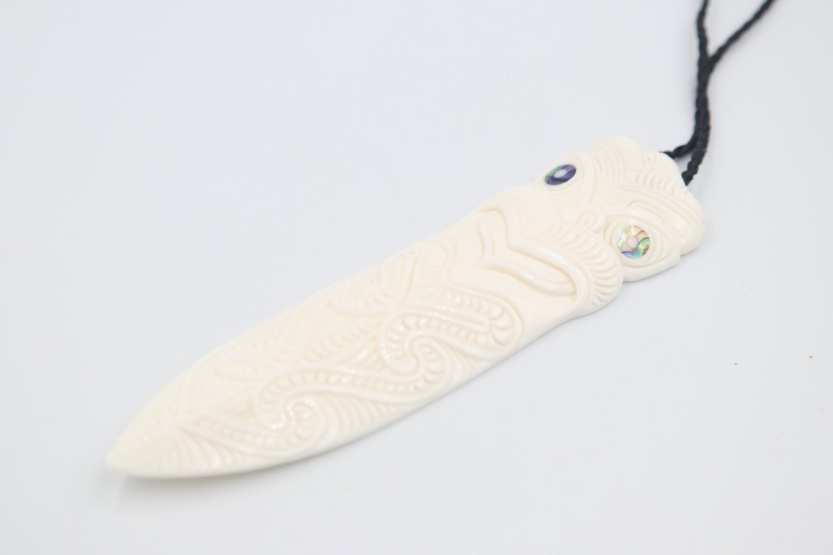 Bone Hei Tiki Taiaha Pendent