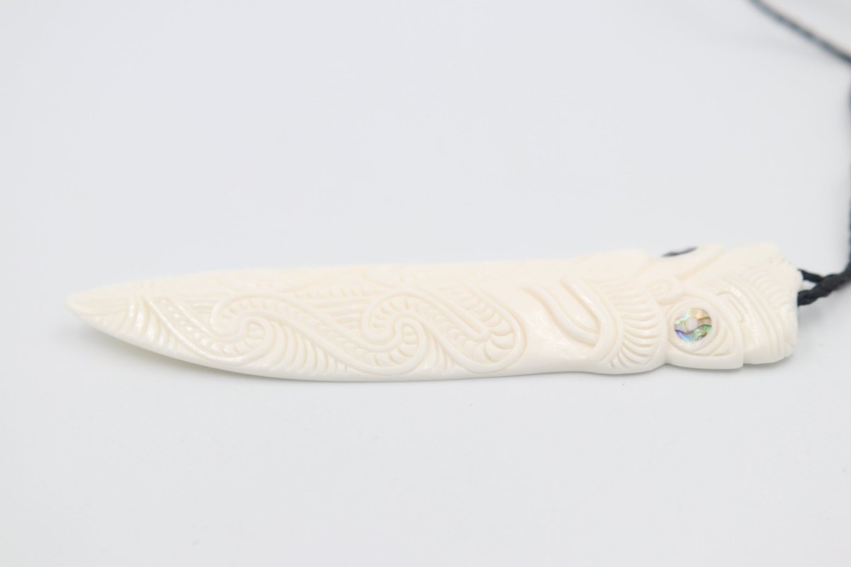 Bone Hei Tiki Taiaha Pendent