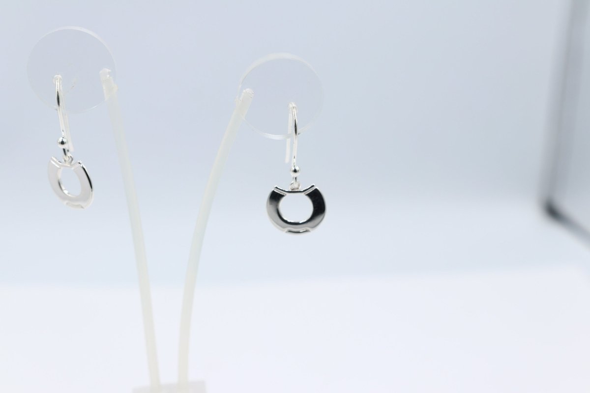 Stg Silver Gold Horseshoe Earrings